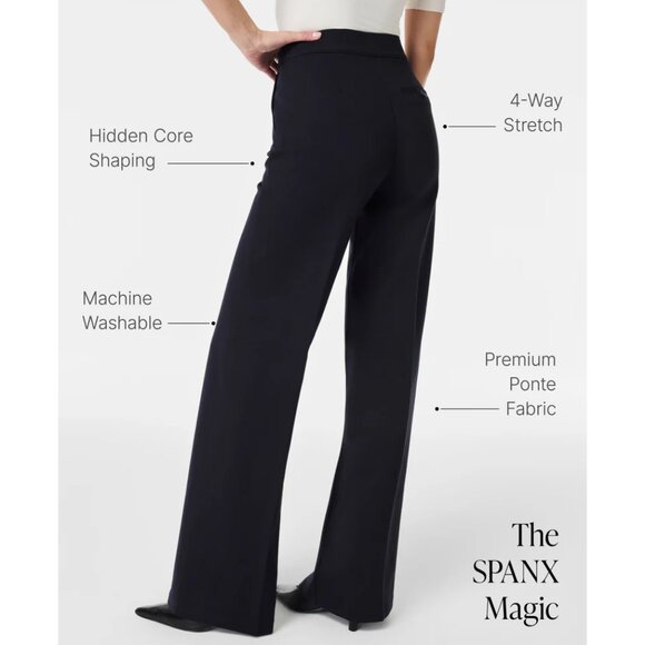 SPANX Smooth PerfectFit Ponte Wide Leg Pants in Classic Black Size X-Small - Picture 10 of 11